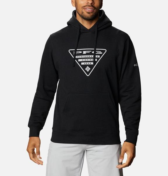 Columbia PFG Triangle Hoodies Black Grey For Men's NZ13506 New Zealand